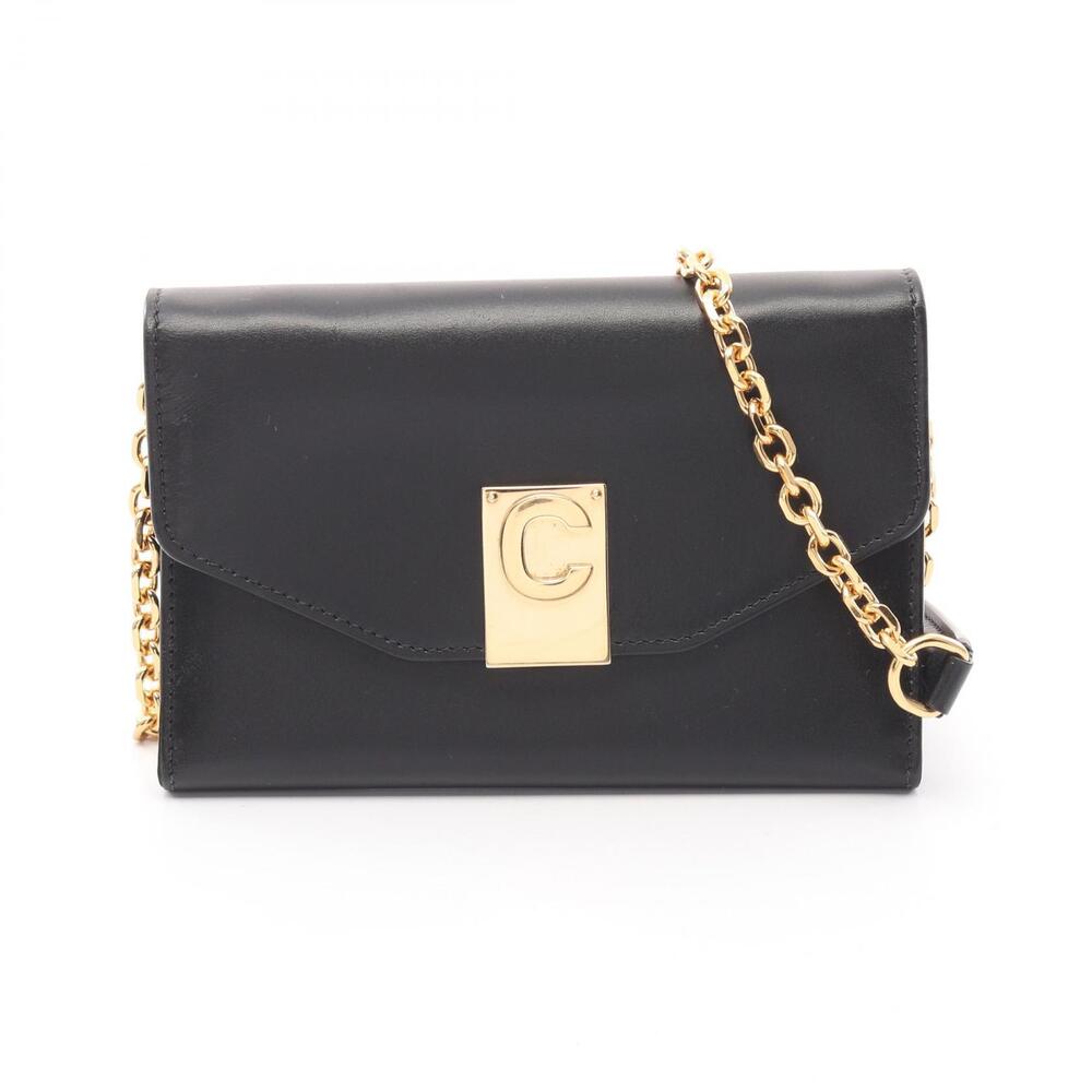 Celine Phone Case Shoulder Bag Leather Black